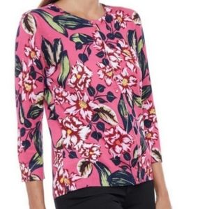 Spense Button Front Cardigan Floral Pattern